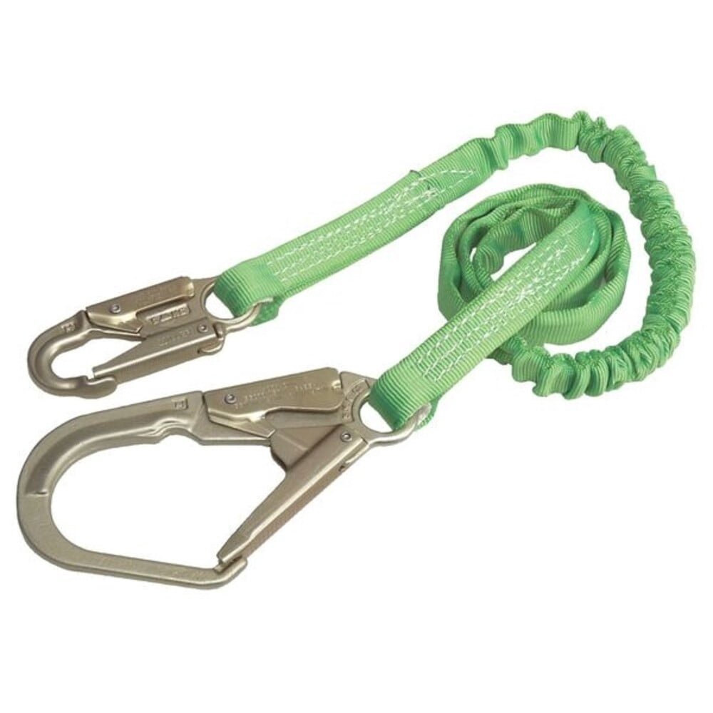 Miller by Honeywell 216TWLS/Z76FG 6' Manyard HP Polyester Web Single-Leg Shock-Absorbing Green Lanyard With (2) 3/4'' Locking Snap Hooks
