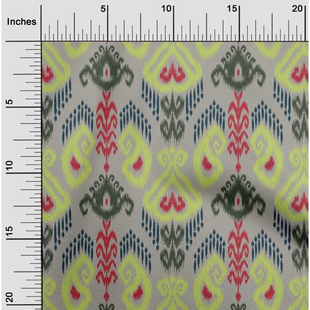 oneOone Tissu Popeline de Coton Tourbillon & Paisley Ikat Imprimé 1 Yard 42 Pouces de Large