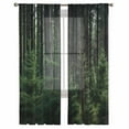 thumbnail image 3 of Green Forest Sheer Curtains 84 Inches Long 2 Panels Set, Window Sheer Curtains for Living Room/Bedroom, Mysterious Primitive Forest Pine Tree Light Filtering Rod Pocket Curtain 52'' x 84'' x 2, 3 of 7