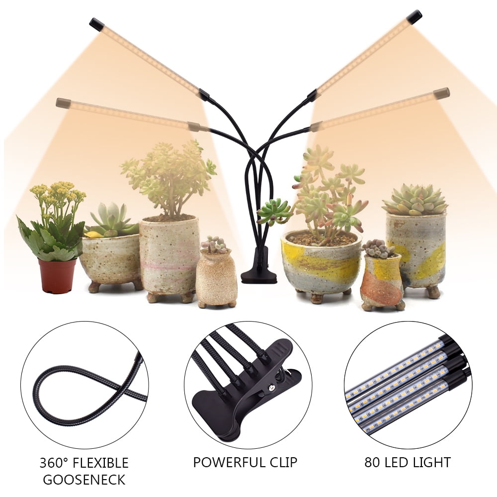 Private Jungle 60W 5V Dimmable Four-Tube Flat Clip Plant Light, Full Spectrum Warm White 3000K/80LED, Black Private Jungle 60W 5V Dimmable Four-Tube Flat Clip Plant Light, Full Spectrum Warm White 3000K/80LED, Black