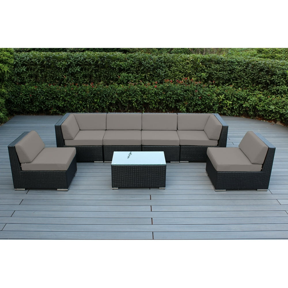 Ohana 7 Piece Outdoor Wicker Patio Furniture Sectional Conversation Set
