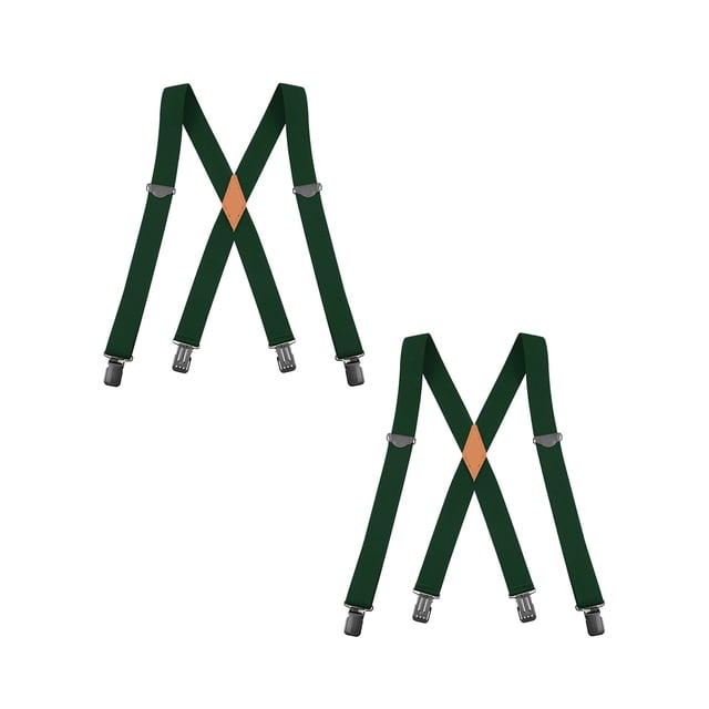 Buyless Fashion 2 pack Suspenders for Men - 48" Adjustable Straps 1 1/4" - X Back With Black Clips