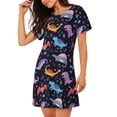 thumbnail image 2 of Naloa Cartoon Dinosaur Print Women Nightgowns,Womens Loungewear,Short Sleeve Sleepwear,Comfy Ladies Nightdress, 2 of 6