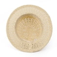 thumbnail image 7 of Women's Summer Retro Straw Fedora Hat Hollow Out Woven Flat Top UV Protection Sun Hat, 7 of 7
