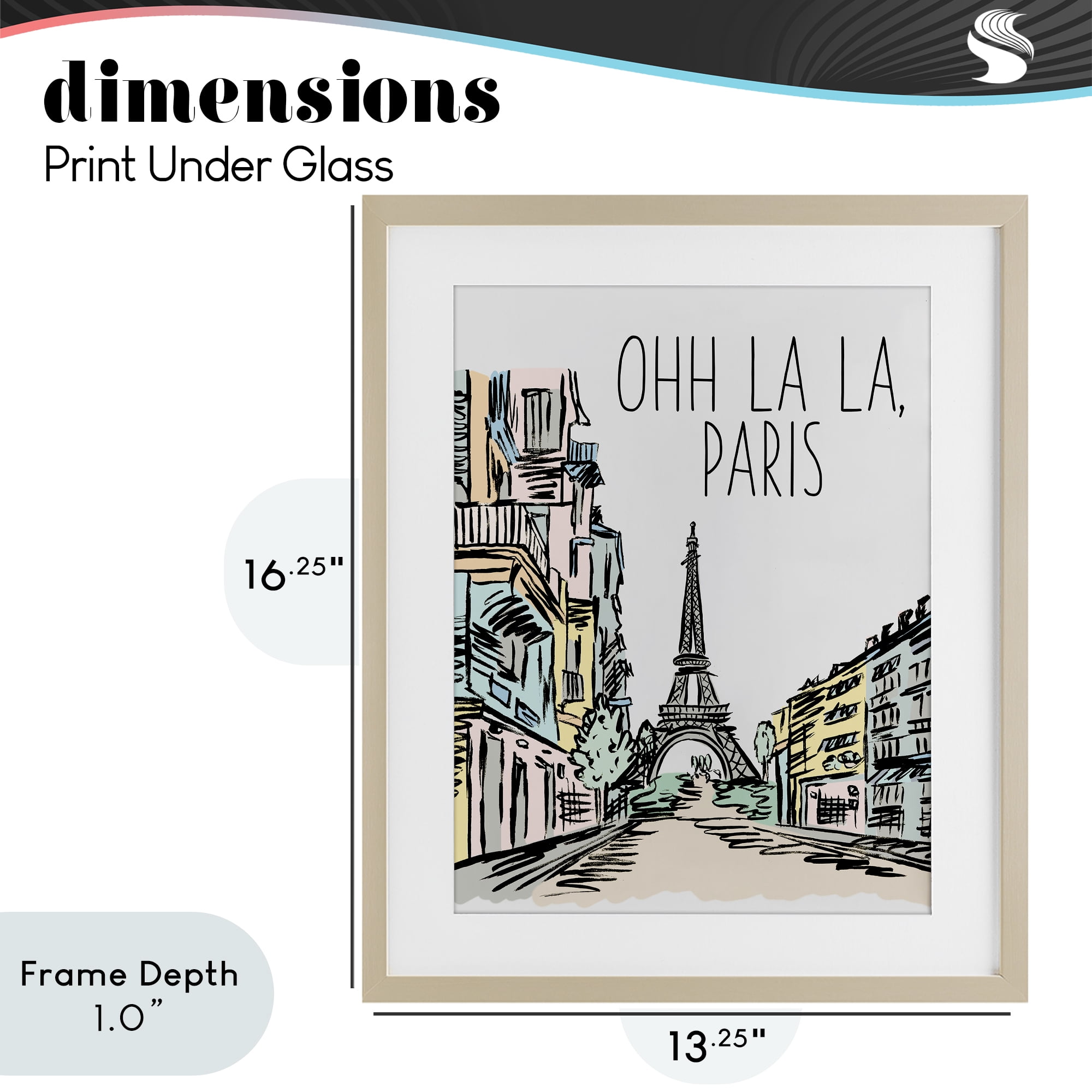 Stupell Industries Ohh La La Paris Birch Framed Print Under Glass, design by Elizabeth Medley