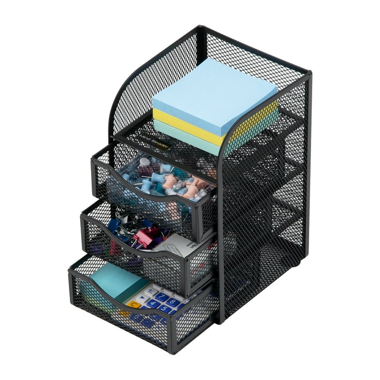Mind Reader Mini Desk Supplies Office Supplies Organizer, 3 Drawers, 1 Top  Shelf, Black in the Office Accessories department at