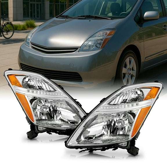 AKKON - For 2006-2009 Toyota Prius Hybrid OE Style Chrome Headlights [Halogen Type Only] Driver and Passenger Side Assembly