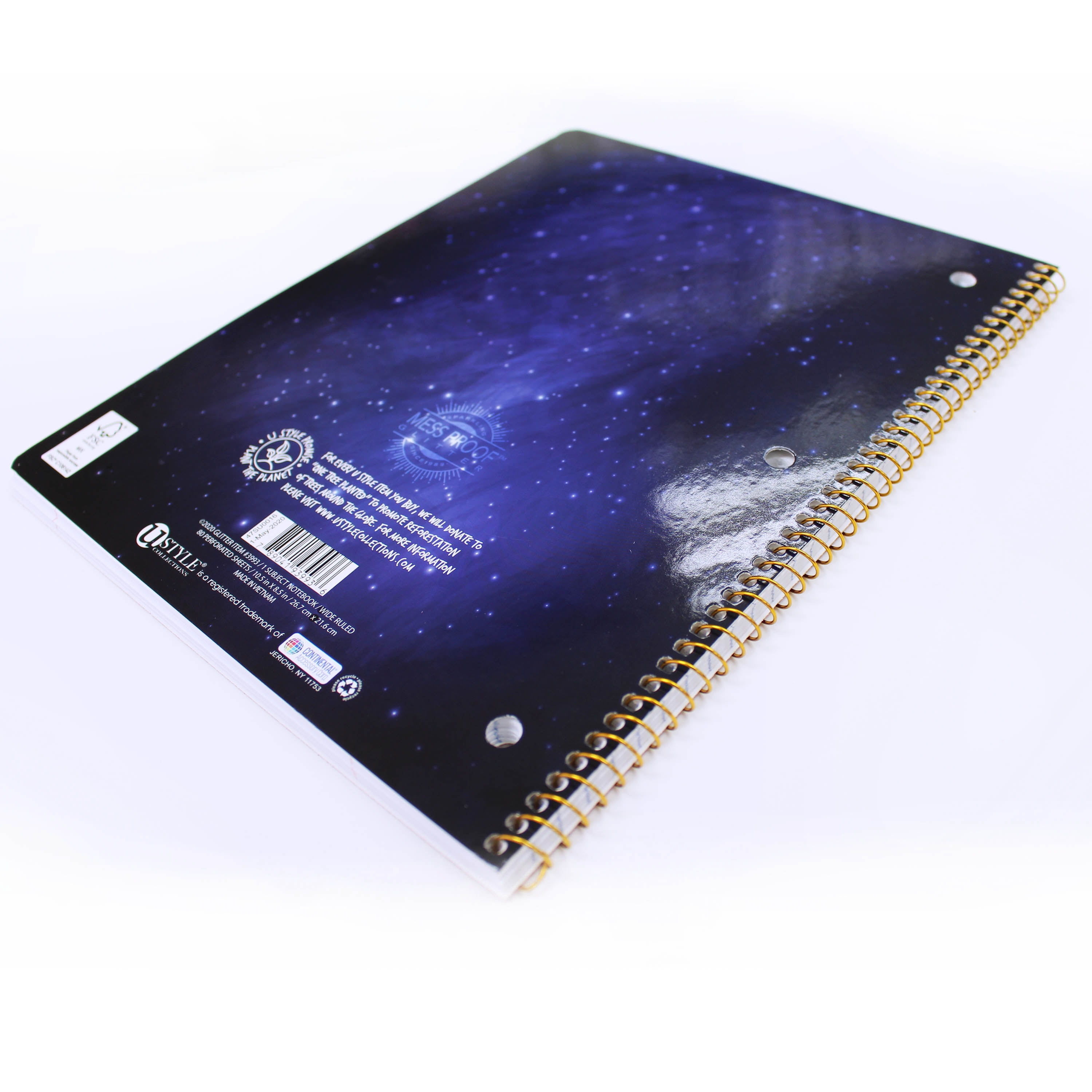 U-Style Glitter 1 Subject Notebook, Wide Rule, 80 Sheets U-Style Glitter 1 Subject Notebook, Wide Rule, 80 Sheets