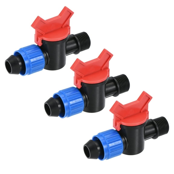 Uxcell G1/2 Thread x 0.79'' Barb Connector with Lock  Shut Off Ball Switch Plastic for Irrigation 3 Pack