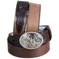 thumbnail image 2 of 3D Belt Children's Leather Floral Dark Brown Belt D4202, 2 of 2