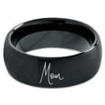 thumbnail image 2 of Tungsten Mom Typography Writing Band Ring 8mm Men Women Comfort Fit Black Dome Brushed Polished, 2 of 4