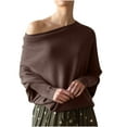 thumbnail image 2 of WJHWSX Womens Sweaters,Fall Sweaters for Women,Crew NeCk,Insulated,Solid,Cotton,Brown,Free Size(US:4-8), 2 of 6