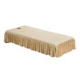 thumbnail image 2 of Hoja de mesa de Cubierta De Sábana De De Spa Reutilizable Con Orificio De Respiración Facial Beige Con Borde Dorado, 2 of 7