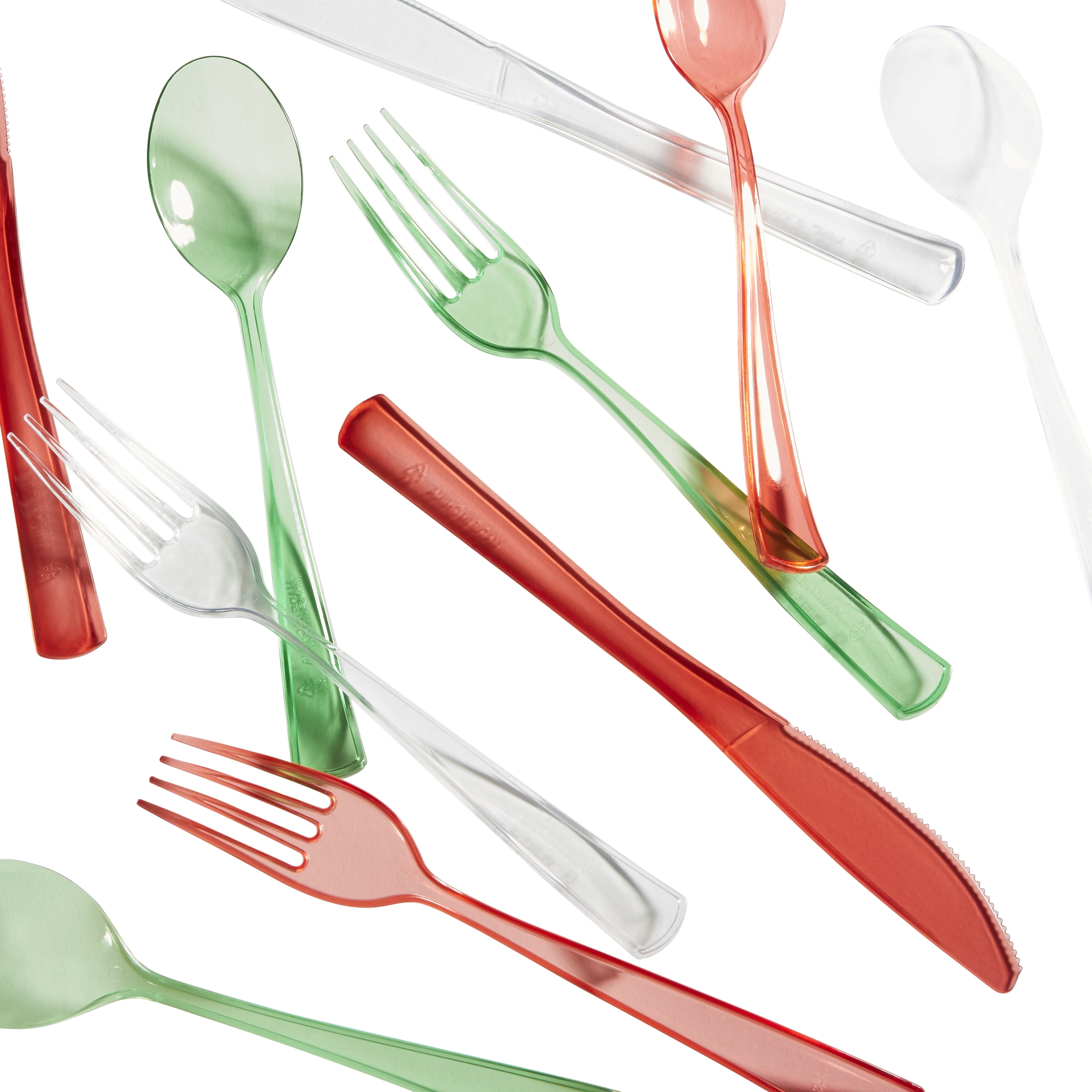 Holiday Time Red, Green and Clear Plastic Cutlery, 30 Count