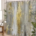 thumbnail image 4 of Abstract Modern Neutral Shower Curtain Gray Gold Minimalist Contemporary Striped Art Bathroom Set Accessories Decor with 12 Pack Hooks-72"W x 78"L (Pack of 1), 4 of 6