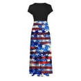 thumbnail image 4 of Dyegold Sundresses for Women Casual Beach - Plus Size Dress Womens Round Neck Short Sleeve American Flag Patriotic Maxi Sundress ​Casual Loose Flowy Swing ​​Dress, 4 of 5