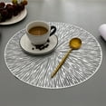 thumbnail image 5 of 4PCS Round Placemats Restaurant Hollow PVC Decoration Meal Mat Anti-Hot Dining Table Line Mat Steak Plate Pad Silver, 5 of 7