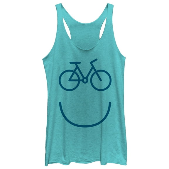Women's CHIN UP Bike Smile  Racerback Tank Top Tahiti Blue X Large