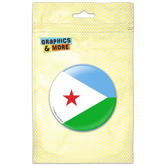 Djibouti National Country Flag Pinback Button Pin Badge