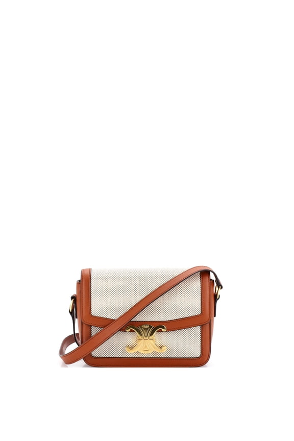 Pre-Owned Triomphe Shoulder Bag Canvas with Leather Teen By Rebag