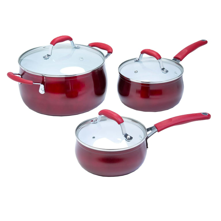 Titanium Nonstick 11-Inch Wok Pan with Tempered Lid (Red) – Saflon