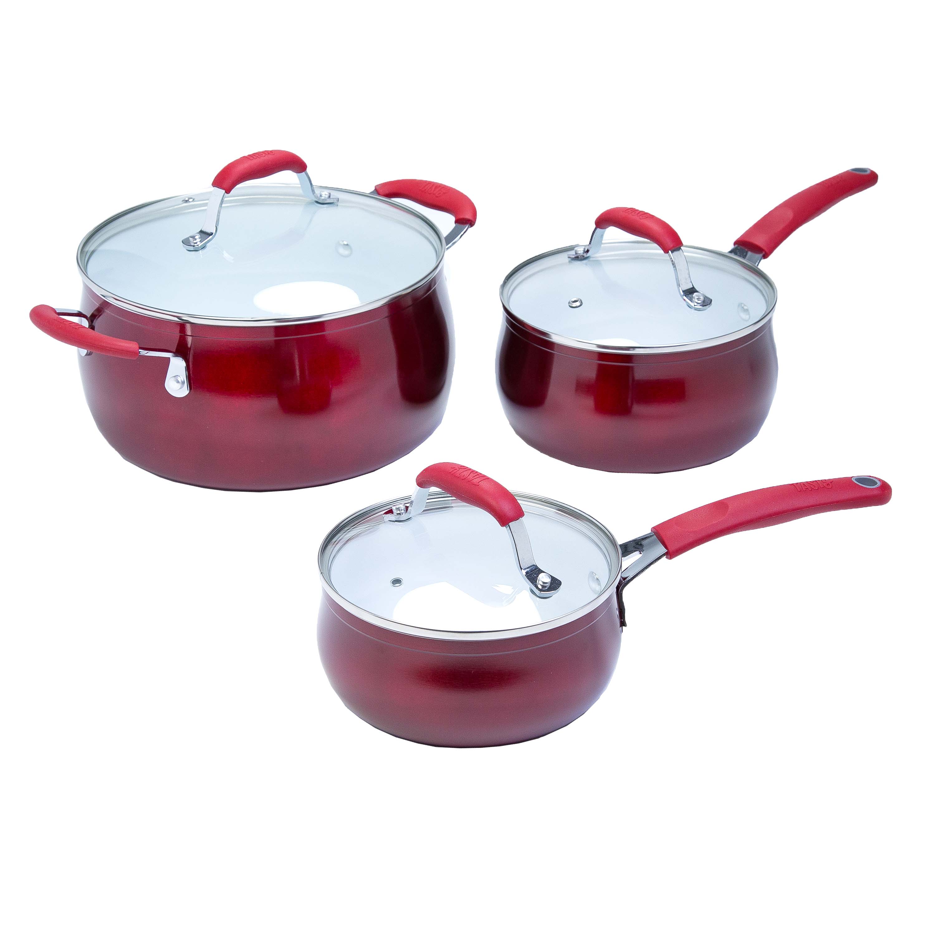 Tasty 11Pc Cookware Set Non-stick - Titanium Reinforced Ceramic - Red - image 4 of 6