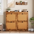 thumbnail image 2 of GloryStar Entryway Shoe Cabinet, Freestanding Wooden Shoe Organizer with 4 Deep Flip Drawers, Rattan Door, and 3-Tier Adjustable Shelves, Hidden Shoe Rack for Hallway Storage, 2 of 7