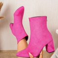 thumbnail image 6 of Women Pointed Toe Block Heel Ankle Boots Soft Flock Back Zipper Dress Boots Fashion Autumn Winter Solid Color Short Boots For Daily Party, 6 of 8