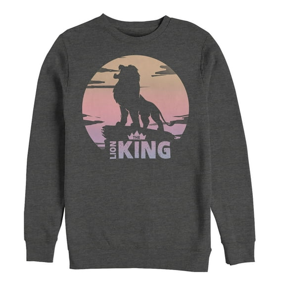 Men's Lion King Sunset Pride Rock Pose  Sweatshirt Charcoal Heather Large