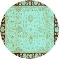 thumbnail image 1 of Ahgly Company Indoor Round Oriental Light Blue Traditional Area Rugs, 6' Round, 1 of 4