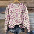 thumbnail image 2 of HOWPAY Chandails de Noël pour Femmes, Blouse Décontractée Imprimée Surdimensionnée, Manches Longues, Col Rond, Chandail Doux pour les Vacances, Vêtements d'Automne, Violet Clair G, 2 of 5