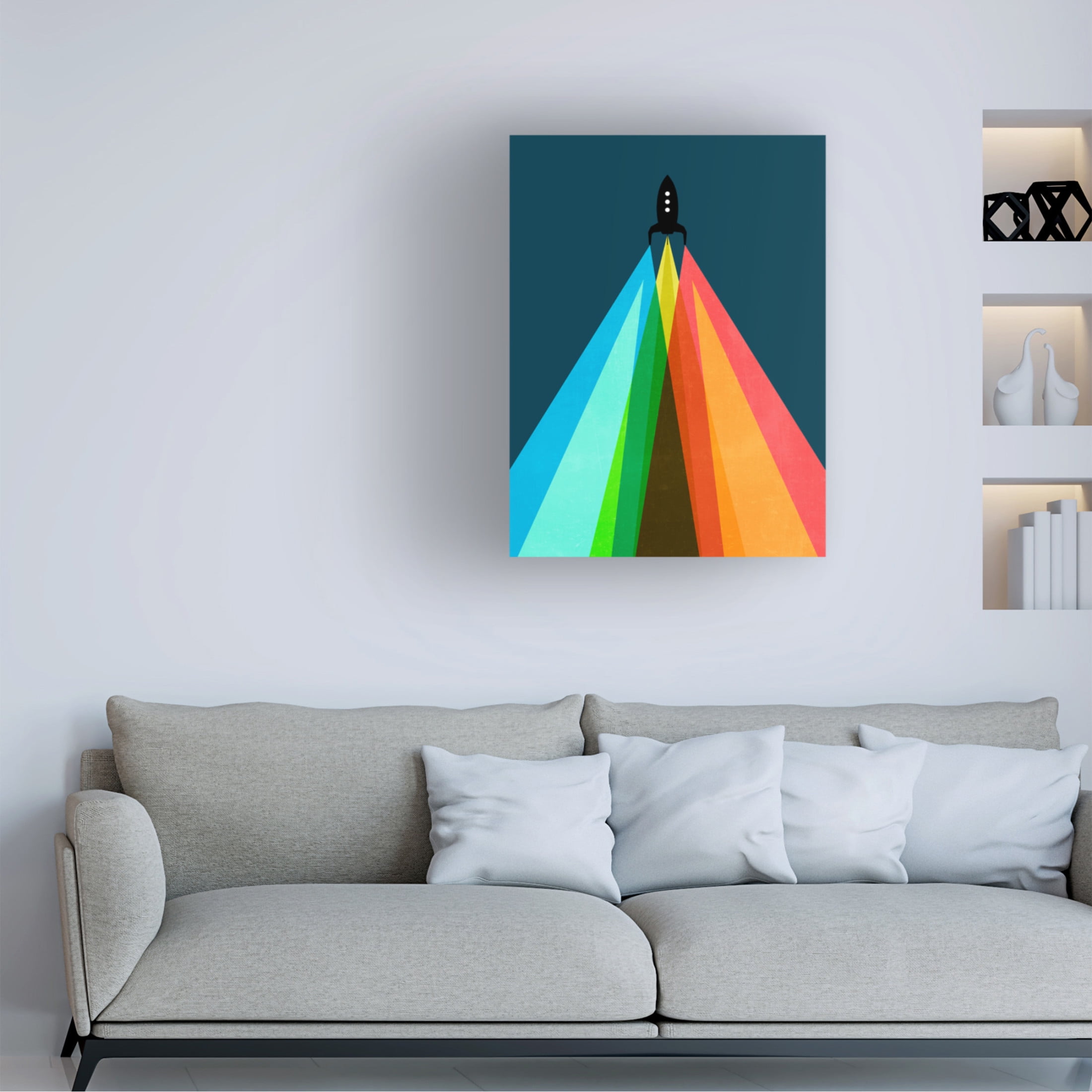 Canvas Wall Art - Tom Quartermaine 'Abstract Rainbow Rocket 1' Wall Art for Living Room, Bedroom, or Office Décor by Trademark Fine Art - 24 x 32 Inches