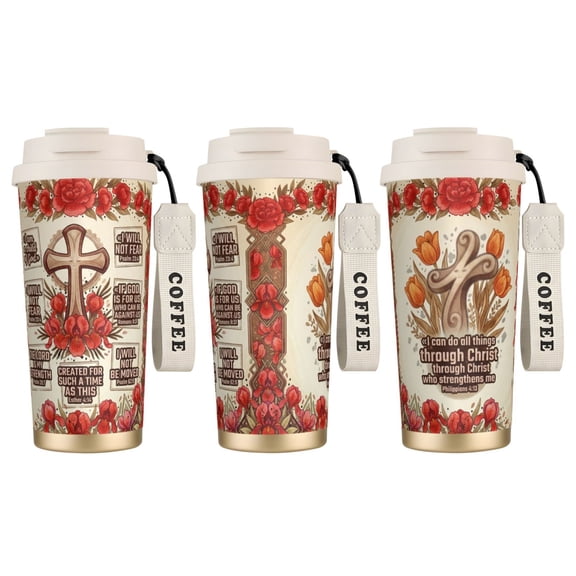 1pc cross Thermos, 18oz Insulated Tumbler Mug with Lid, Birthday Gift for Mom, Leak-proof