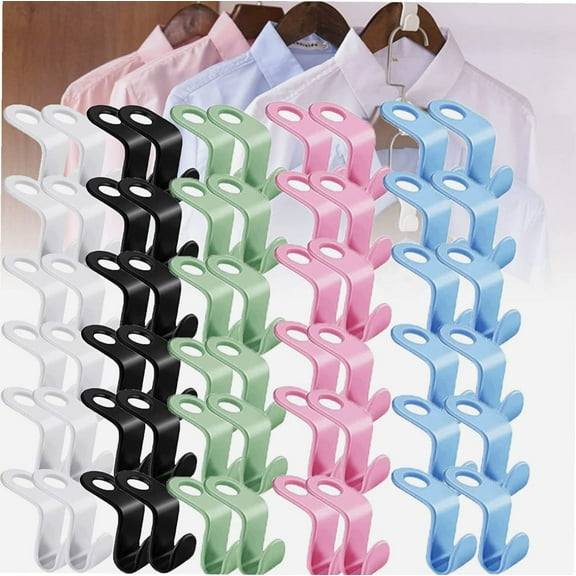 Clothes Hanger Connector Hooks, Closet Space Triangles, Hanger Hooks, Space Triangles for Hangers, Hanger Extender Clips, Space-Saving Clothes Hanger Connector Hooks, Hooks for Hanging (60Pcs B)