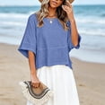 thumbnail image 5 of Bovemsi Long Sleeve Shirts for Women Comfort Round Neck Batwing Color Panels Short Sleeve Casual Tops for Women Trendy XXL, 5 of 5