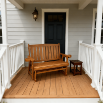 Innovaze Wooden Patio Glider, with Cup Holders, High Back and Deep Contoured Seat, Solid Fir Wood, Heavy Duty 800 LBS (Teak Tone, 2-Seater)