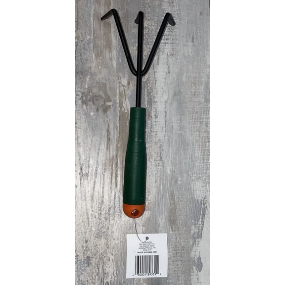 PURELY- True Living Garden Cultivator Handheld 3 Metal Tines - Green Plastic Grip - New