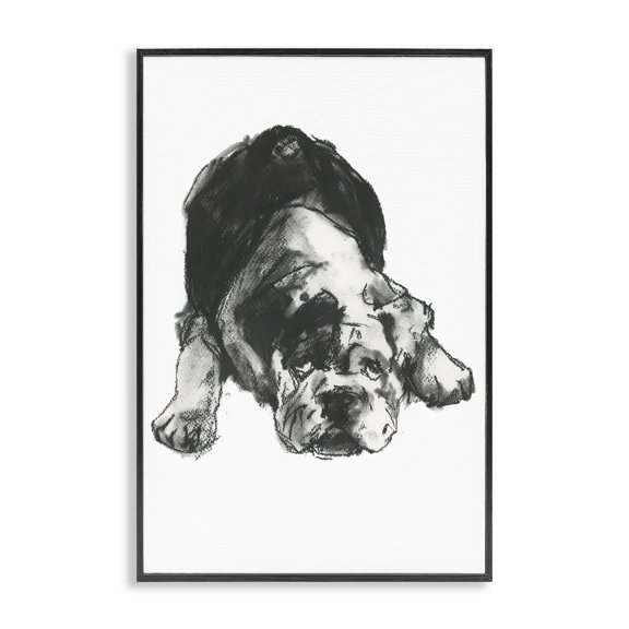 Stupell Industries Bulldog Drawing Portrait Animals & Insects Drawing Black Framed Art Print Wall Art, 12 x 18