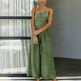 thumbnail image 6 of HongQid Jumpsuits For Women Dressy Sleeveless One Shoulder Wide Leg Rompers With Pockets Summer Outfits, 6 of 9