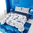thumbnail image 2 of meiyoeat Sea Navigation Theme Queen Comforter Set For Boys,Ocean Lighthouse Cute Whale Comforter Sets Queen,Reversible,3-Piece,1 Comforter And 2 Pillowcases, 2 of 7