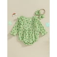 thumbnail image 4 of Suealasg Infant Girls St Patrick's Day Romper Outfits 6M 12M 18M 24M Newborn Long Sleeve Shamrock Print Onesie Bodysuit +Hairband Baby Girls 2pcs Irish Festivals Clothing, 4 of 8