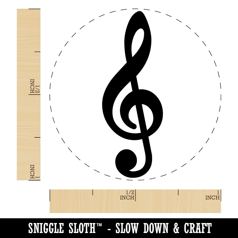 Treble Clef Music Self-Inking Rubber Stamp Ink Stamper - Brown Ink - Medium 1 Inch
