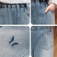 thumbnail image 6 of YMNXA Toddler Kids Girls Denim Pants Elastic Waist Wide Leg Butterfly Embroidery Rhinestone Design Comfortable Fashion Jeans Trousers For Daily Wear,Blue,7-8 Years, 6 of 6