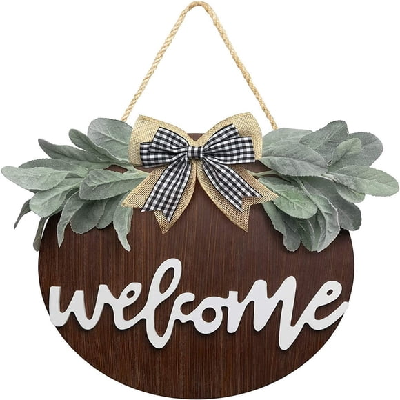 DEBGFS Welcome Sign Welcome Front Door Round Wood Sign Hanging Welcome Sign for Farmhouse Porch Welcome Sign Front Door Decoration,brown