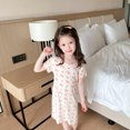 thumbnail image 5 of WOLLED Kids Girls Short Sleeve Nightgown Toddler Summer Cotton Sleep Dress Pjs Sleepwear Princess Nightdress 3-12T, 5 of 11