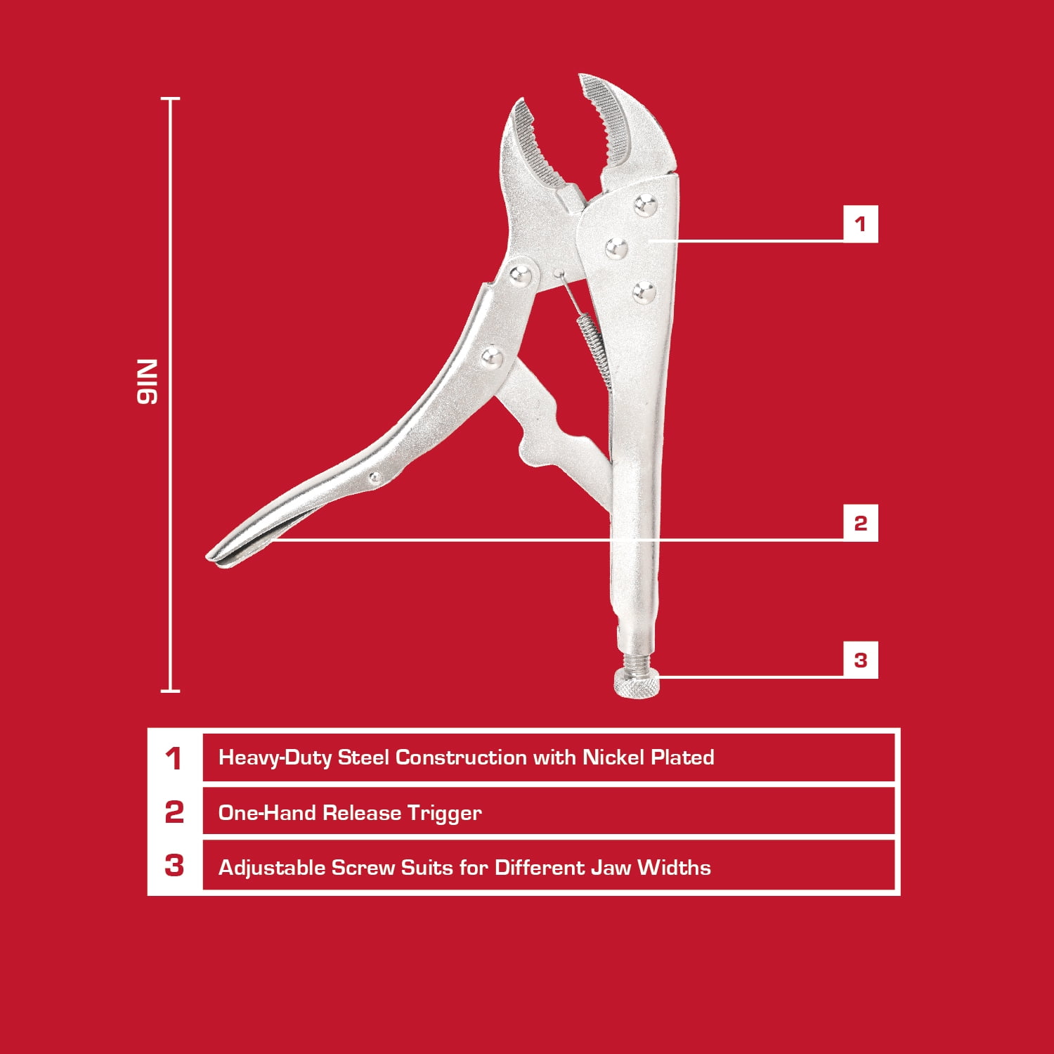 Hyper Tough 10-Inch Chrome Plated Curved Jaw Locking Pliers