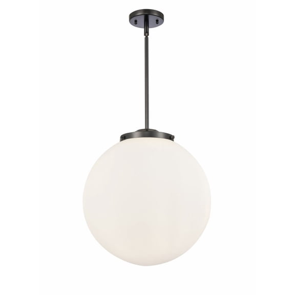 221-3S-BK-G201-16-Innovations Lighting-Beacon - 3 Light Pendant In Industrial Style-17 Inches Tall and 16 Inches Wide-Matte Black Finish-Matte White