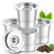 CAPMESSO Reusable K Cups for Keurig 1.0 Stainless Steel Coffee Pod Metal Refillable K Cup - Universal Coffee Filters(4 Count)