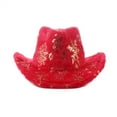 thumbnail image 2 of Womens Christmas Cowboy Hat Jazz Hat Glitter Snowflake Holiday Party Hat, 2 of 3