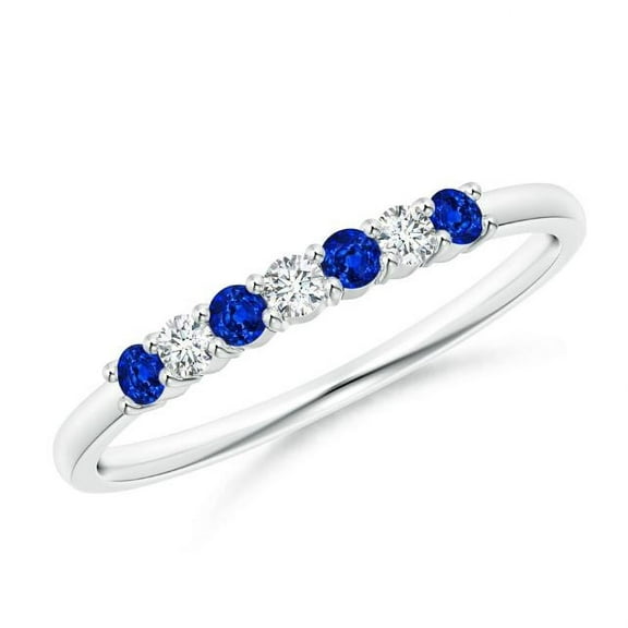 Round Shape Blue Sapphire CZ Diamond Eternity Band Ring 925 Sterling Silver September Birthstone Christmas New Year Gift Gemstone Jewelry